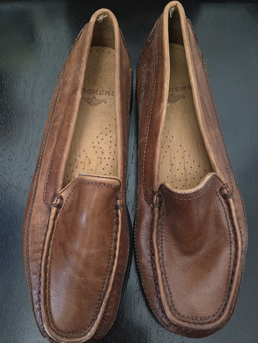 Dockers Tan Brown Leather Slip-On Loafers